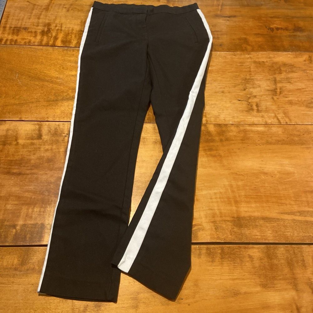 ZARA Basic women's black dress pants white and black knit stripe down legs